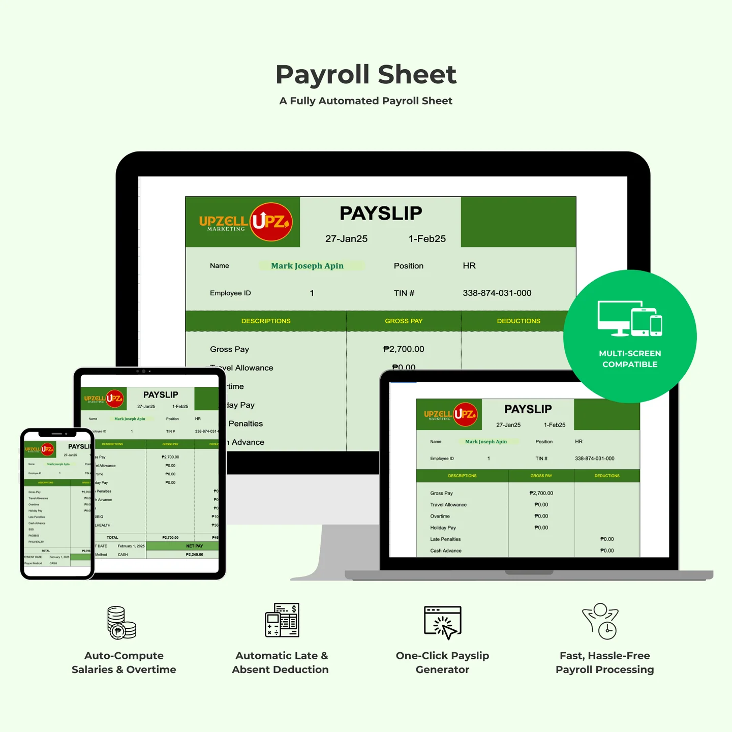 eFiles Payroll Pro Calculator – All-in-One Auto Payroll Template in Google Sheets for Small & Big Businesses