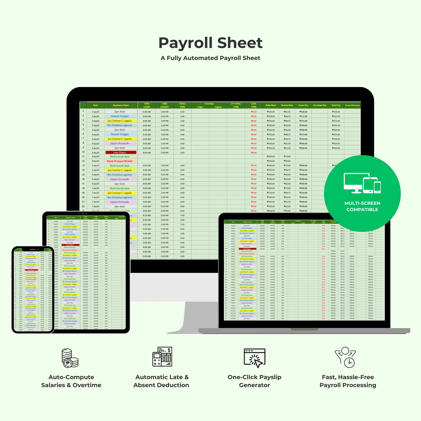 eFiles Payroll Pro Calculator – All-in-One Auto Payroll Template in Google Sheets for Small & Big Businesses